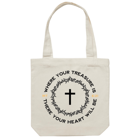 Chirstian-Canvas Tote Bag-Where Your Treasure Is-Studio Salt & Light