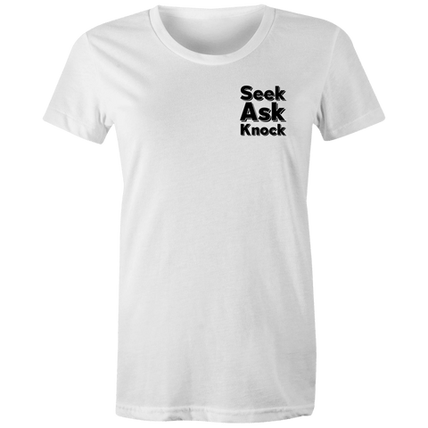 Chirstian-Women's T-Shirt-Ask Seek Knock (V2)-Studio Salt & Light