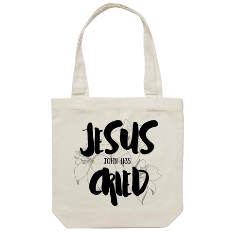 Chirstian-Canvas Tote Bag-Jesus Cried-Studio Salt & Light