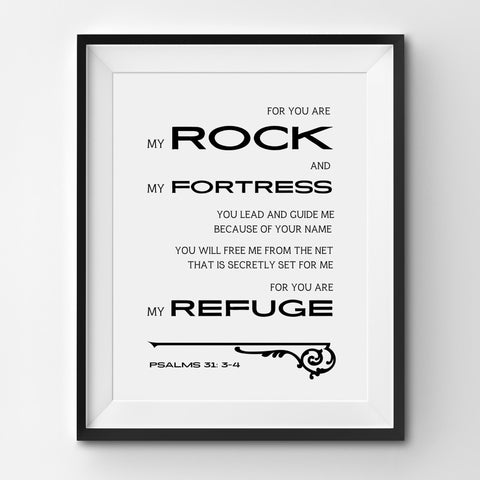Chirstian-Wall Art Poster-Your Are My Rock And My Fortress (Ps 31:3-4)-Studio Salt & Light